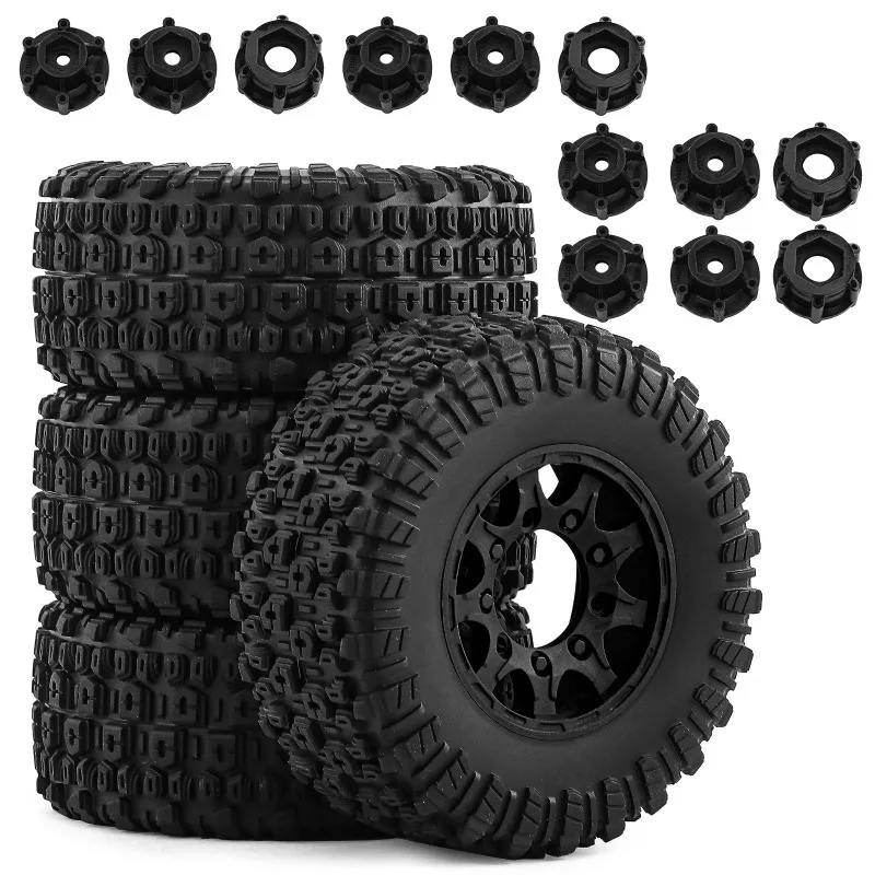 4개입 109mm 1/10 쇼트 코스 트럭 타이어 12mm 14mm 17mm 휠 헥스 포함 트럭스 슬래시 ARRMA SENTON HSP HPI RC 자동차용