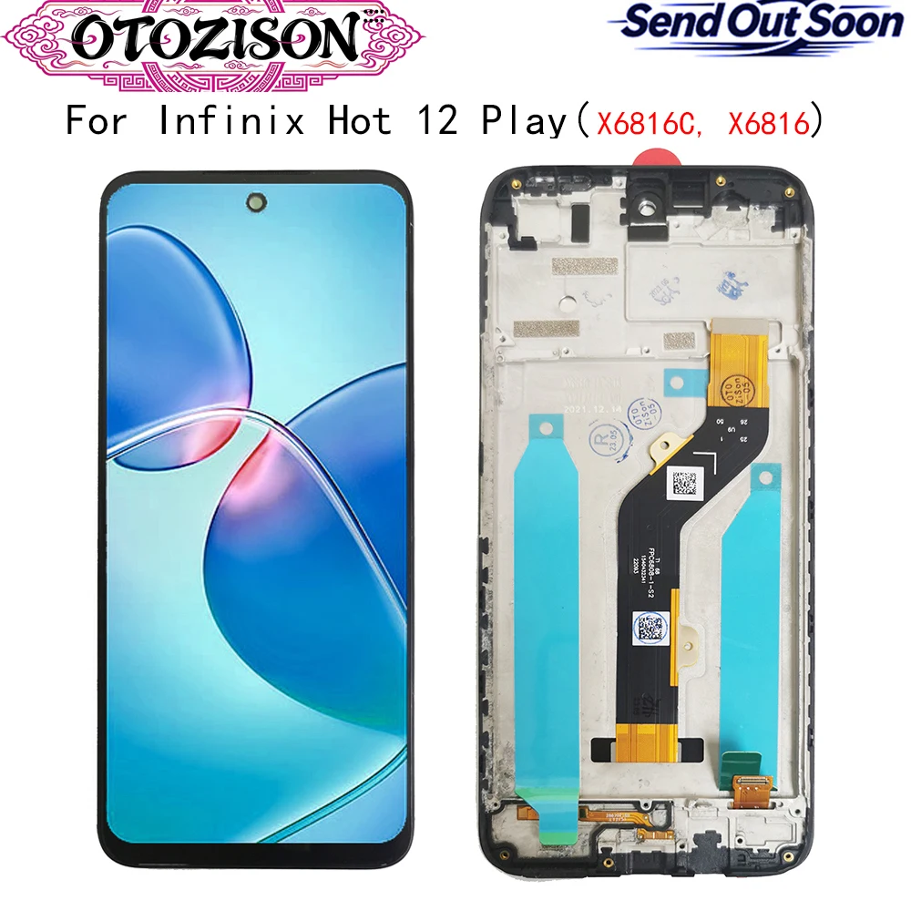 For Hot 12 Play X6816 LCD Screen For Infinix Hot 12 Play X6816C LCD Display Touch Panel Screen Digitizer With Frame Assembly