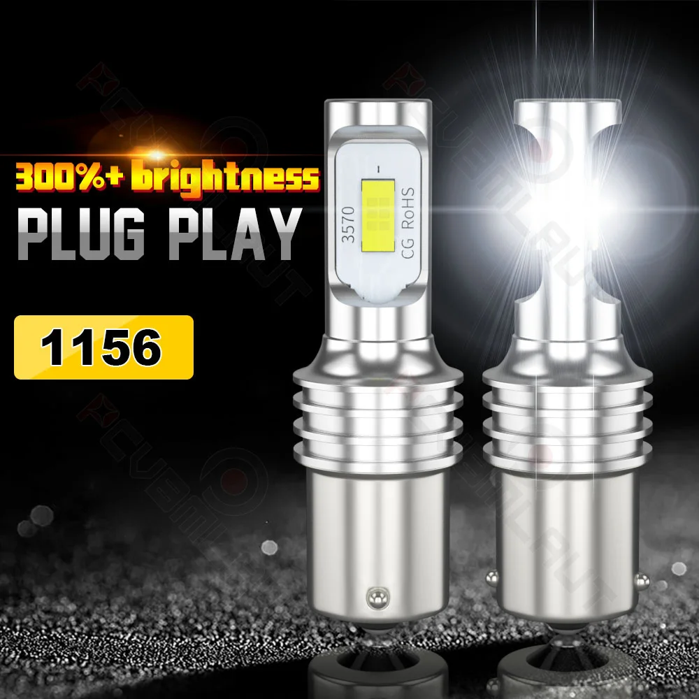 CHUSYYRAY 2PCS Car lights 1156 Super Bright LED Headlights High Low Beam Fog Light Bulb White 6000K Car accsesories