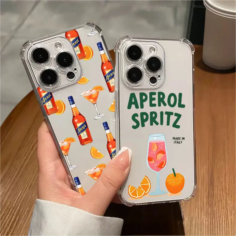 جديد حار الأزياء Spritzs Aperols حالة الهاتف آيفون 17 16e 16 15 14 13 12 11 الهواء برو ماكس 7 8 زائد مكافحة سقوط غطاء شفاف
