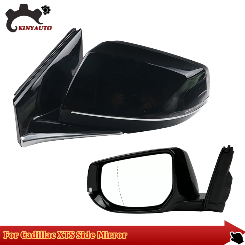 

For Cadillac XTS 13-19 Side External Rearview Rear view Mirror Assembly INCL Lens Turn Signal Light Shell Frame Cover Holder