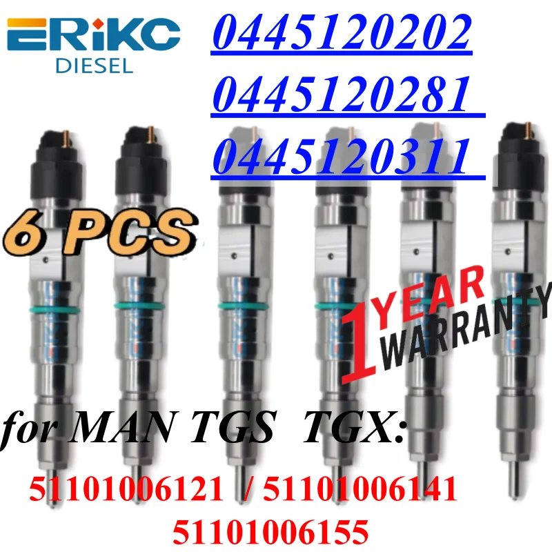 

6 шт. 0445120202 51101006121 CR дизельный инжектор 0445120281 0445120311, часть насоса двигателя для MAN TGS TGX 51101006141