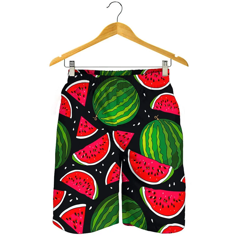 Cartoon Watermelon 3D Printed Beach Shorts Men Fruits Pattern Surf Board Shorts Summer Swimming Trunks Quick Dry Ice Shorts