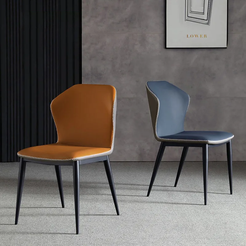 #Modern Minimalist Nordic Dining Chair Italian Style Metal Stool Luxury Backrest Internet Celebrity