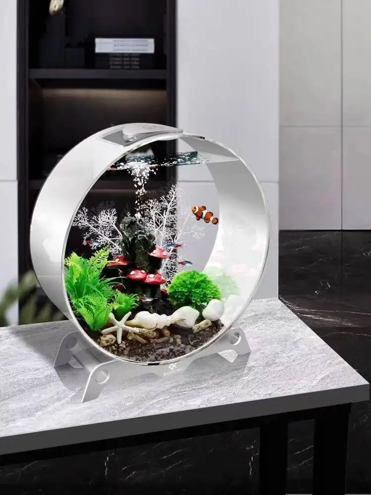 Aquarium creative desktop fish tank small goldfish tank lazy person free water change ecological fish tank aquarium accessories