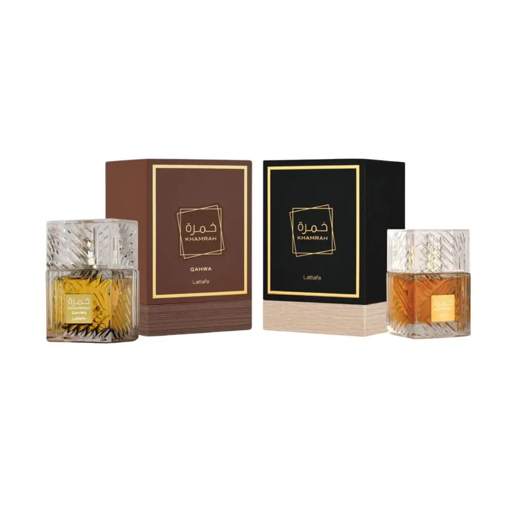 

Lattafa Khamrah & Khamrah Qahwa Eau De Parfum 3.4 oz Bundle - Warm Spicy Vanilla Scent for Men & Women