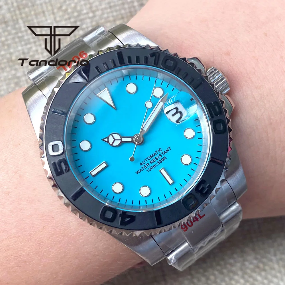 

24 Jewels NH35A 40mm Automatic Men's Wristwatch Blue Dial Auto Date Bracelet Sapphire Glass Rotating Bezel