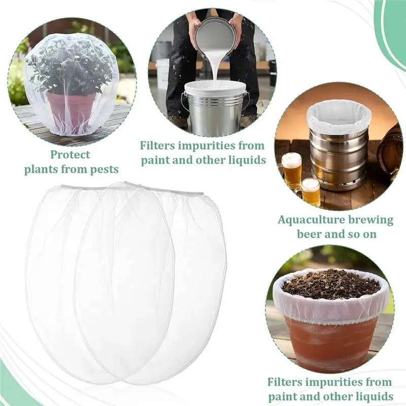 60 Pcs Paint Strainer Bags, 5 Gallon Fine Mesh Filter Bag Disposable Paint Bucket Strainer Bag With Elastic Top Opening-A68E