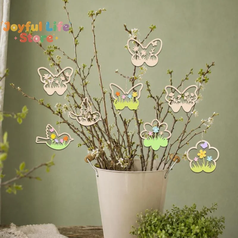 *6Pcs Wooden Butterfly Shaped Ornaments, Home Decor, Mini Wood Crafts For Birthday Parties, Garden, Yard And Holiday Decorations