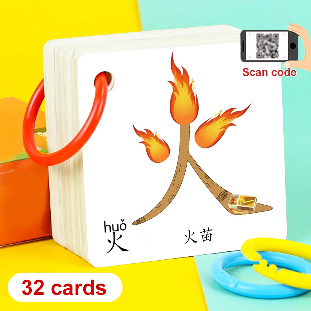 Learning Chinese Words with Pinyin Language Flash Cards Kids Baby Learning Card Memory Game Educational Toy Card for Children