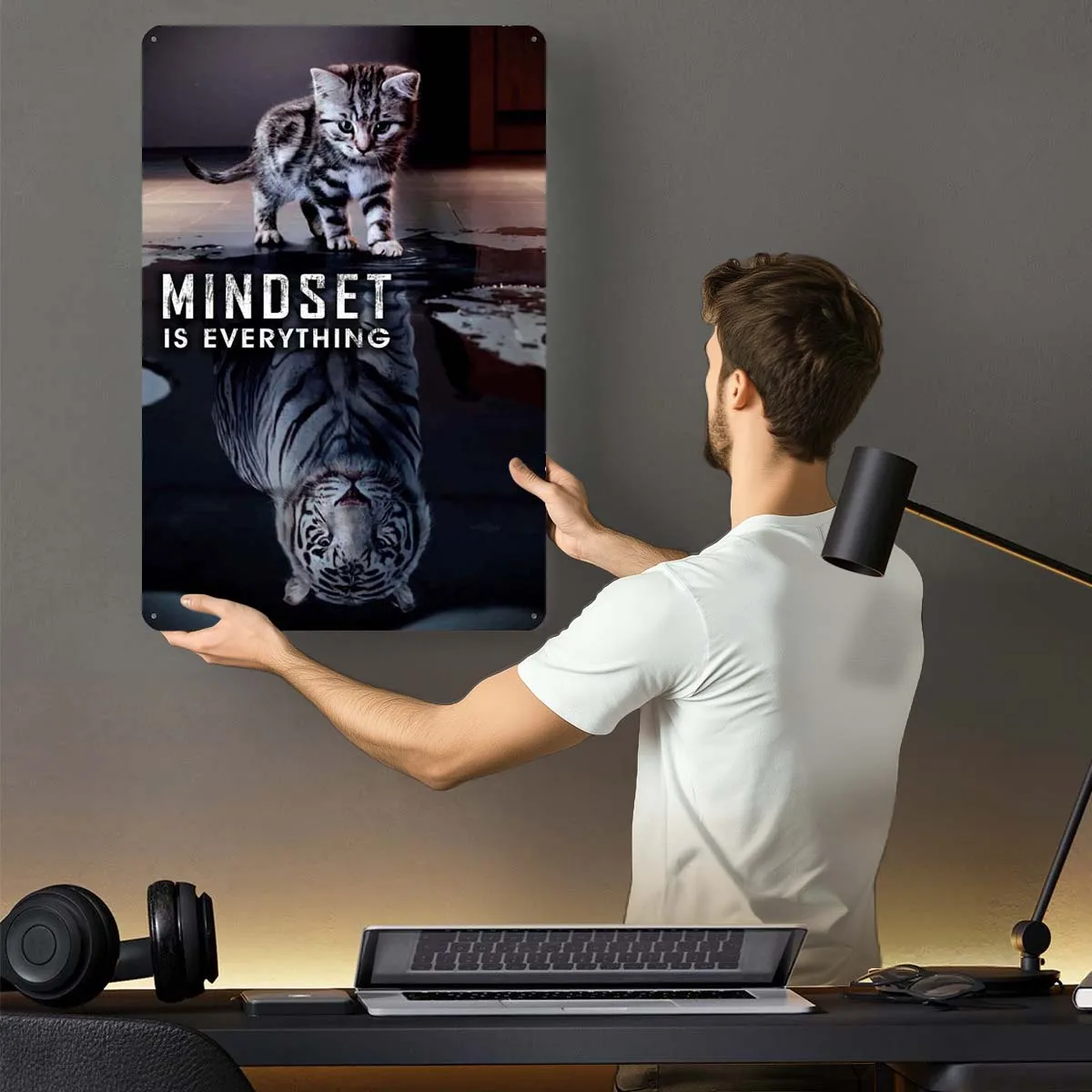 Mindset Is Everything Tin Sign Motivational Poster Accessories for Home Decor Items Metal Sign for Wall Art Decoration Retro Bar