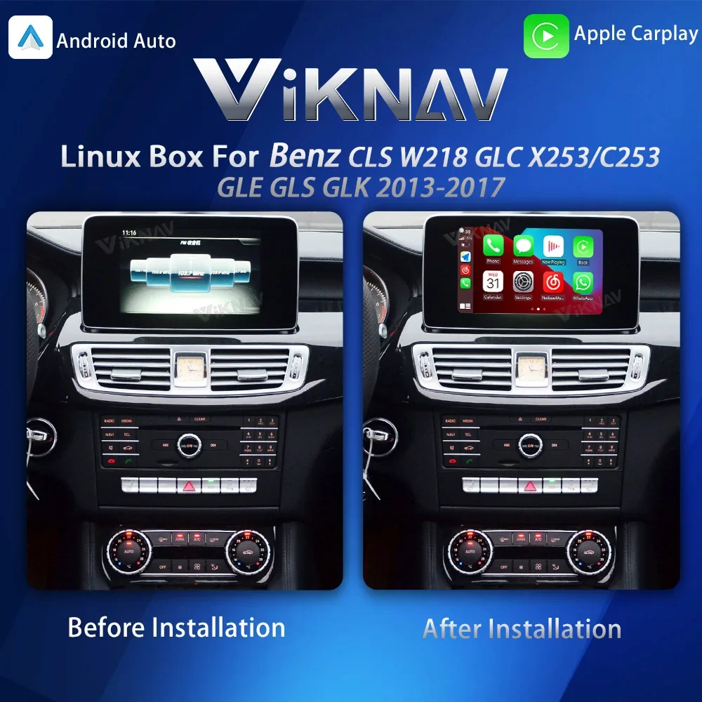 For Benz CLS W218 GLK GLC X253 C253 GLE GLS Class OEM Car Screen Decoder Interface Box Android Auto GPS Wireless Carplay Stereo