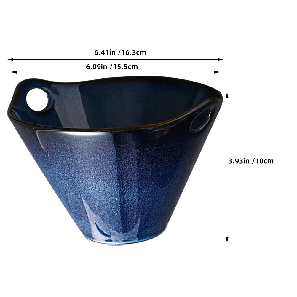 وعاء حساء سيراميك حديث لنودلز رامين طعام ياباني تصميم أذن مزدوجة سهل الإمساك طبق تقديم مقاوم للحرارة للعائلة #4