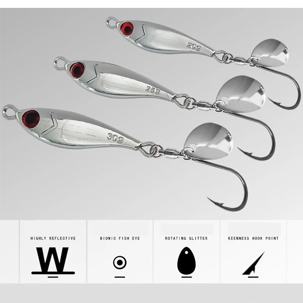 5 جرام-30 جرام الفضة معدن الصيد إغراء المعادن القفز السحر البحر باس الماكريل النهاش يلقي باس بايك ترو الطعم البحر الصيد معالجة #5