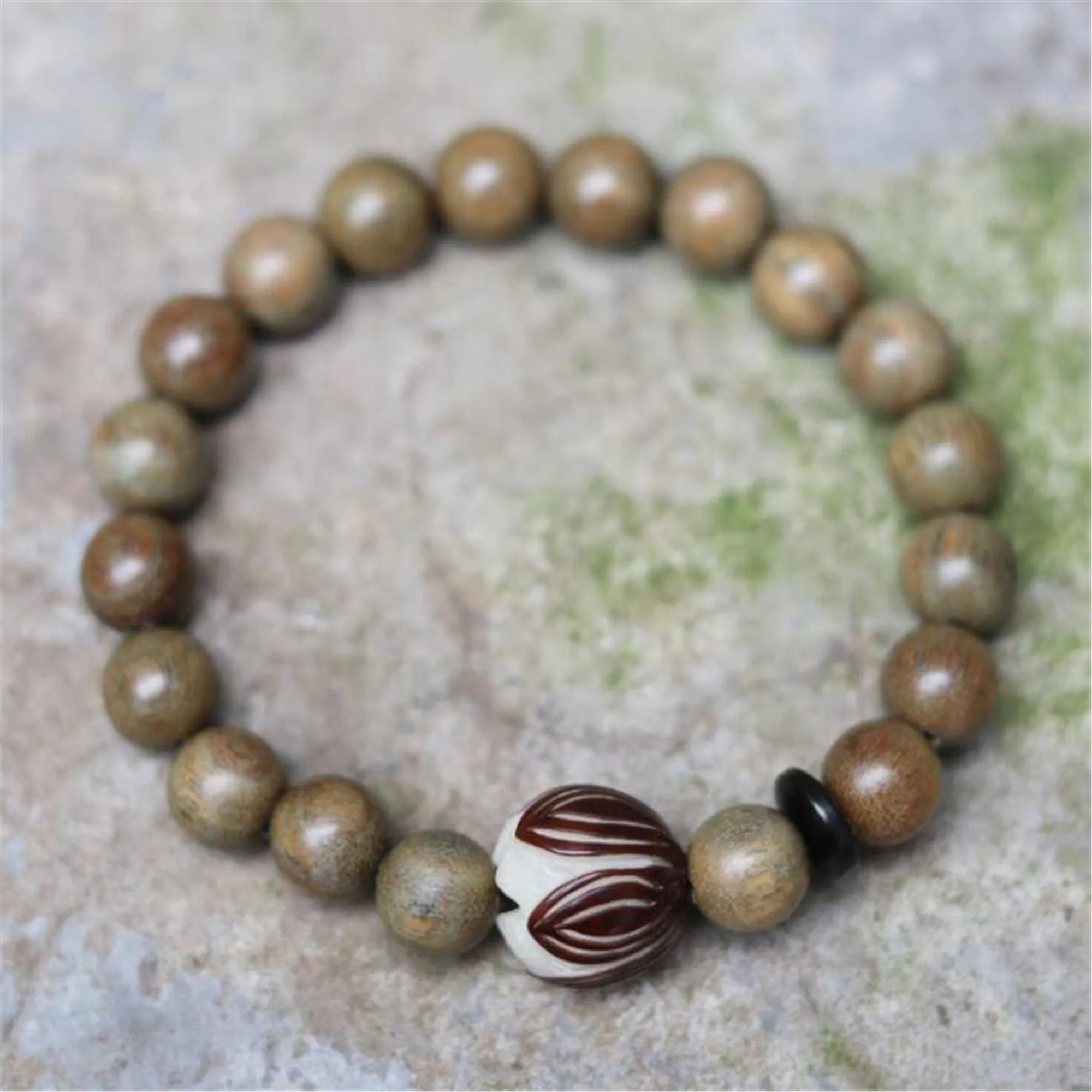 8mm Sandalwood Lotus Bodhi men mala Cuff mala bracelet Wrap Charm Handmade Eco-Friendly Trendy Prayer