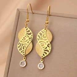 Stainless Steel Earrings Geometric Hollow Pendant Water Drop Earrings For Women Jewelry Anniversary Gift