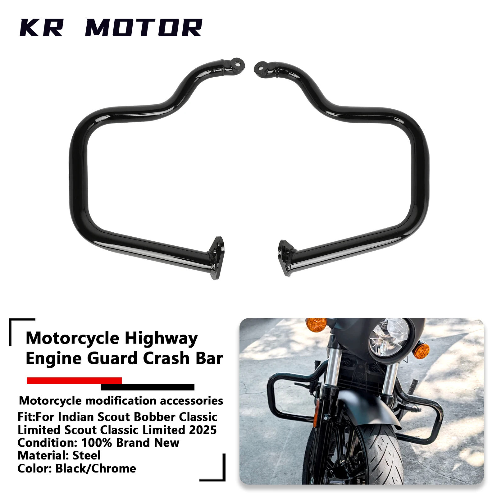 

Motorcycle Highway Engine Guard Crash Bar Protective Bar Fits For Indian Scout Bobber Classic Limited Scout Classic Limited 2025