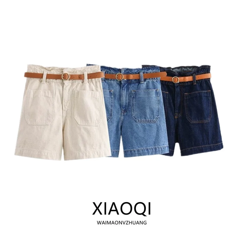 صيف 2024 جينز نسائي فضفاض متعدد الاستخدامات بحزام مستقيم الساق جاهز عالي الخصر سراويل غير رسمية Sli