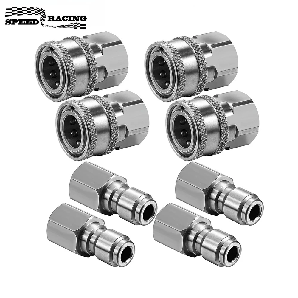 

4X 3/8 дюйма NPT из нержавеющей стали, быстроразъемный фитинг, набор адаптеров для мойки высокого давления, нержавеющая сталь, серебристый