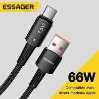 Essager 6A USB Type C Cable PD 66W Super Flash Charging For Xiaomi 14 13 Redmi Note Oneplus Honor Huawei Mate 40 50 60 P50 P60