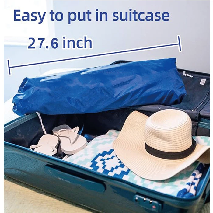 Ombrellone parasole grande telescopico da spiaggia portatile piegato con presa d'aria inclinabile con ancoraggio a sabbia per patio, giardino, spiaggia, piscina