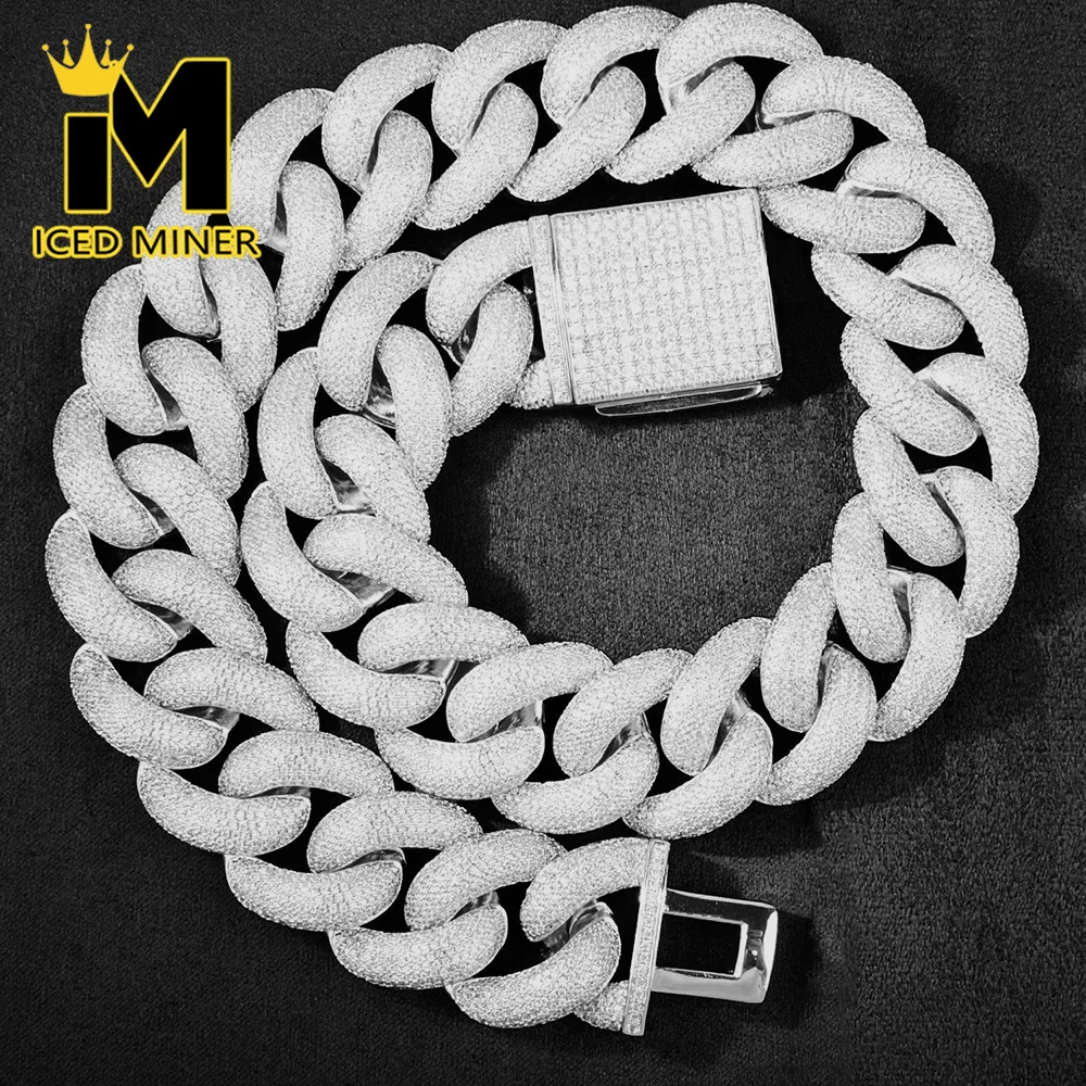 

25mm Iced Out Cuabn Chain Link Necklaces for Men Women Bling Zircon Goth Hip Hop Jewelry Free Shipping