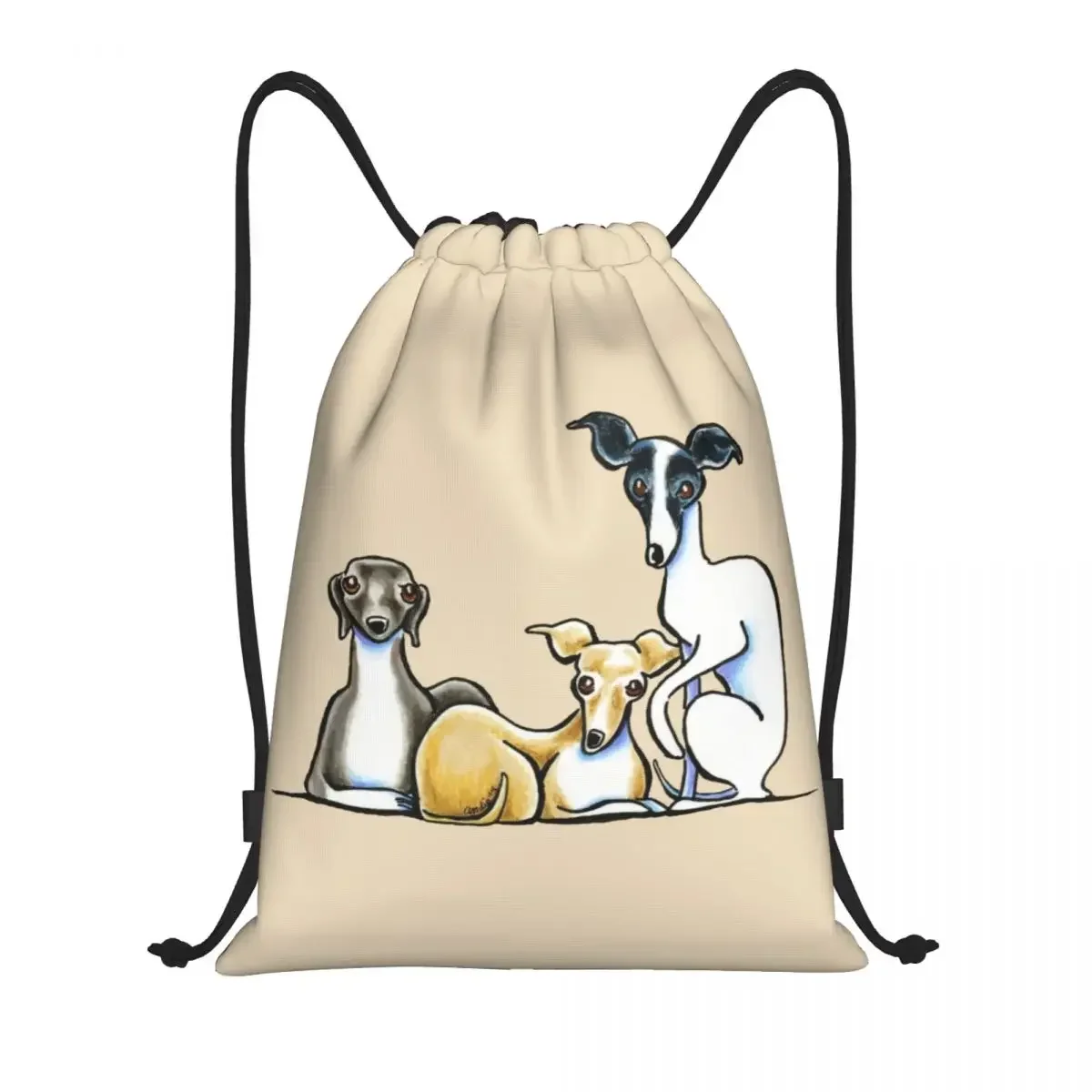 

Italian Greyhound Trio Drawstring Backpack Sports Gym Bag for Men Women Cute Whippet Sighthound Dog Training Sackpack