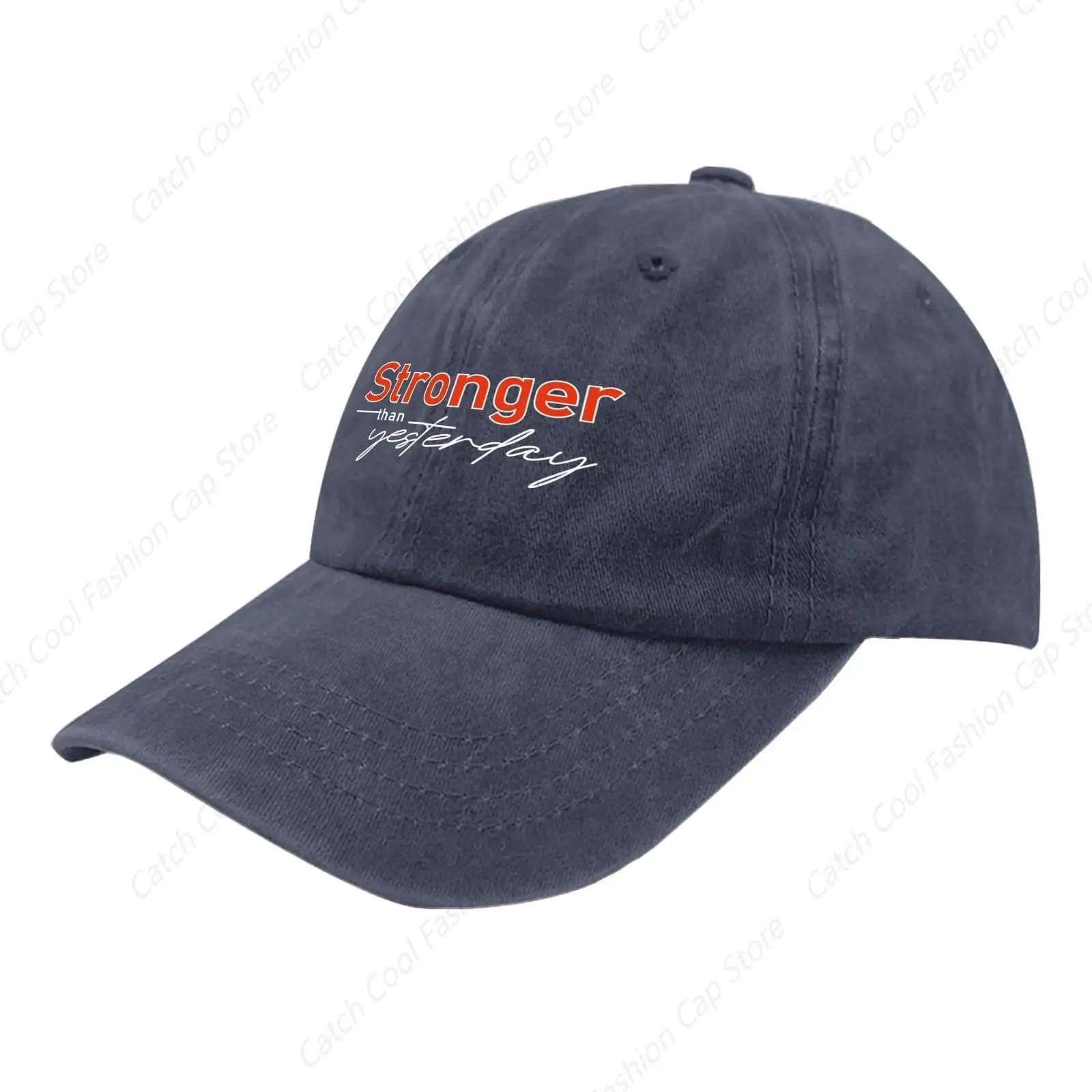 Stronger Than Yesterday Baseball Cap for Men Women Vintage Trucker Denim Hat Washed Cotton Fashion Unisex Adjustable Sports