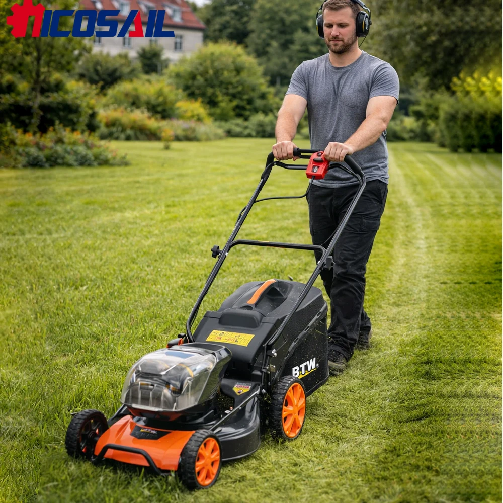 

Duty Hand Push Lawn Mower CE Certified Adjustable Cutting Height Handheld Grass Cutter For Large Area Garden Farm Yard Use