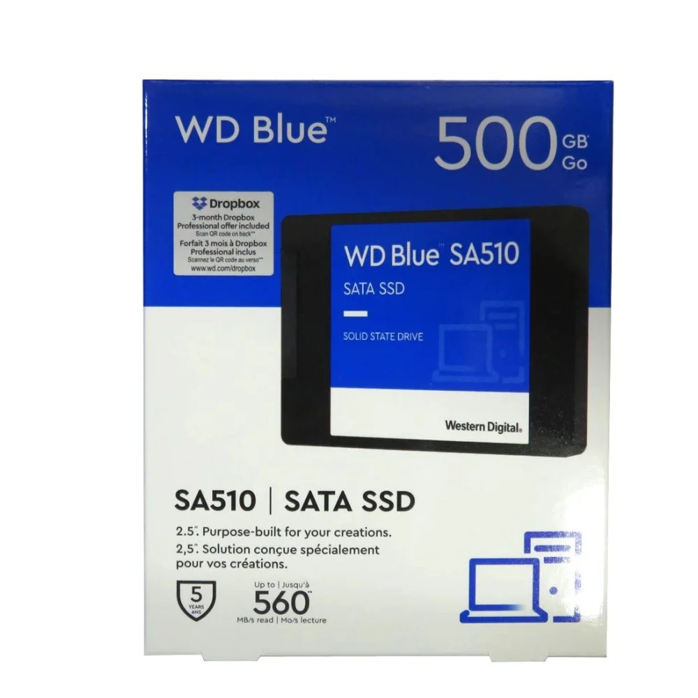 Western Digital 500GB WD Blue SA510 SATA Internal Solid State Drive SSD - SATA III 6 Gb/s, 2.5