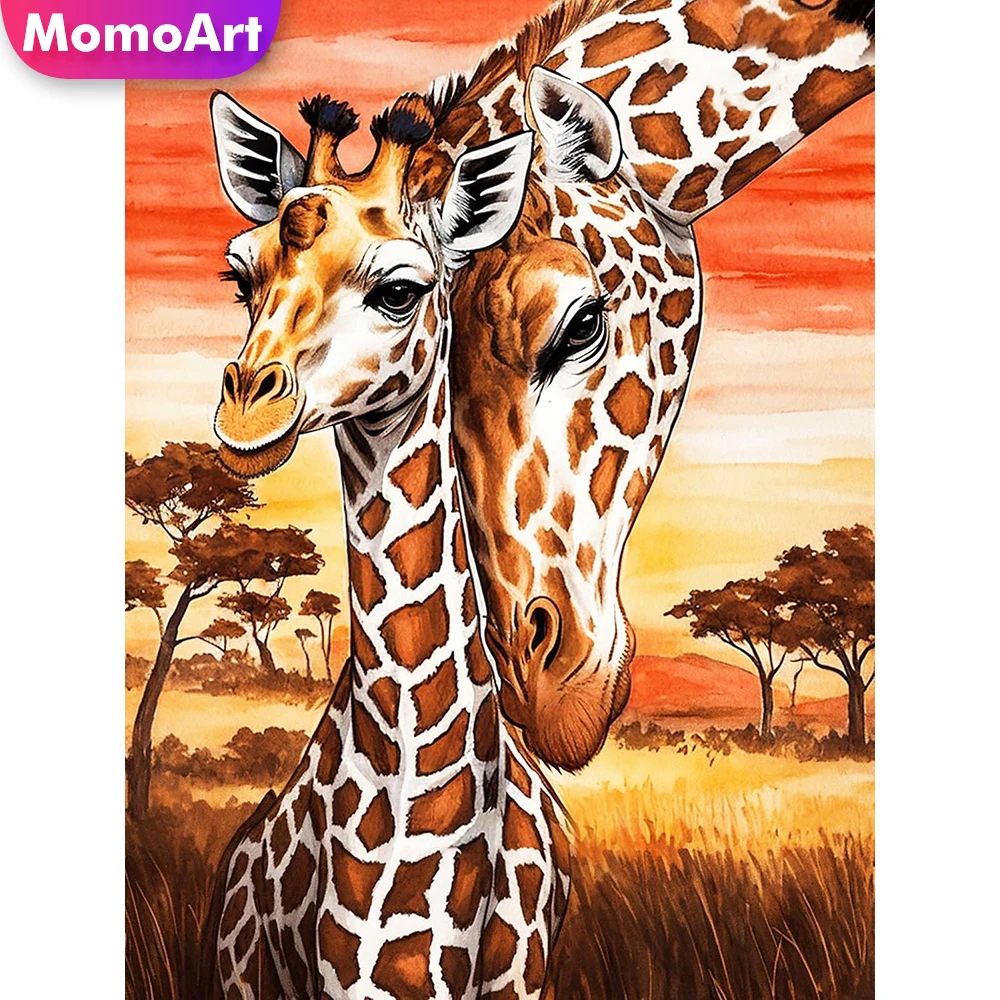 

Алмазная мозаика Momoart: Жираф (DIY набор для взрослых и начинающих), картина из страз для декора дома