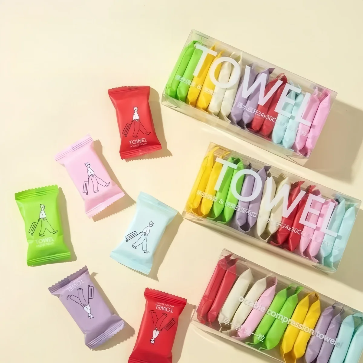 7/14 قطعة منشفة وجه متعددة القطع ملونة للاستعمال مرة واحدة، منشفة وجه محمولة، منشفة إزالة المكياج اللطيفة للسيدات #6