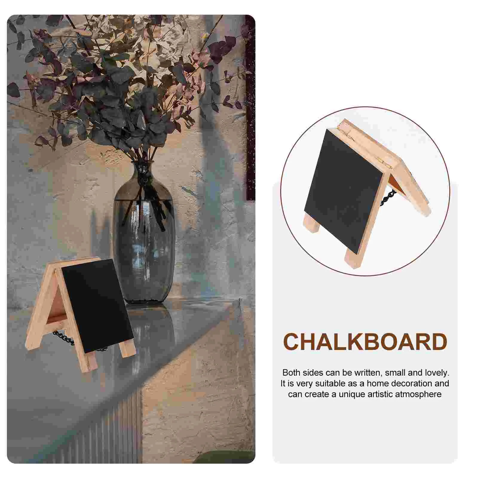 Vertical Graffiti Blackboard Double Sided Chalkboard Mini Tabletop Wall Base Stand Ornament Wood With