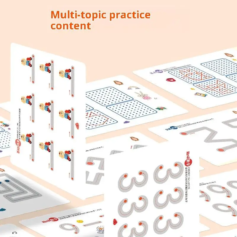 1 Zestaw Książeczka do Kaligrafii Wielokrotnego Użytku, Magiczna Książka do Ćwiczeń, Zeszyt do Nauki dla Maluchów, Nauka dla Dzieci, Rysowanie Montessori