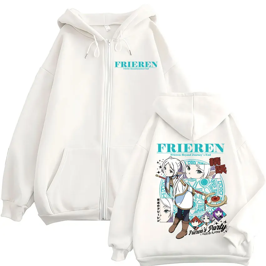 Anime Frieren: Beyond Journey's End Fern Frieren Zipper Hoodies Men's Women Clothing Fashion Zip Up Hooded Sweatshirts Jackets