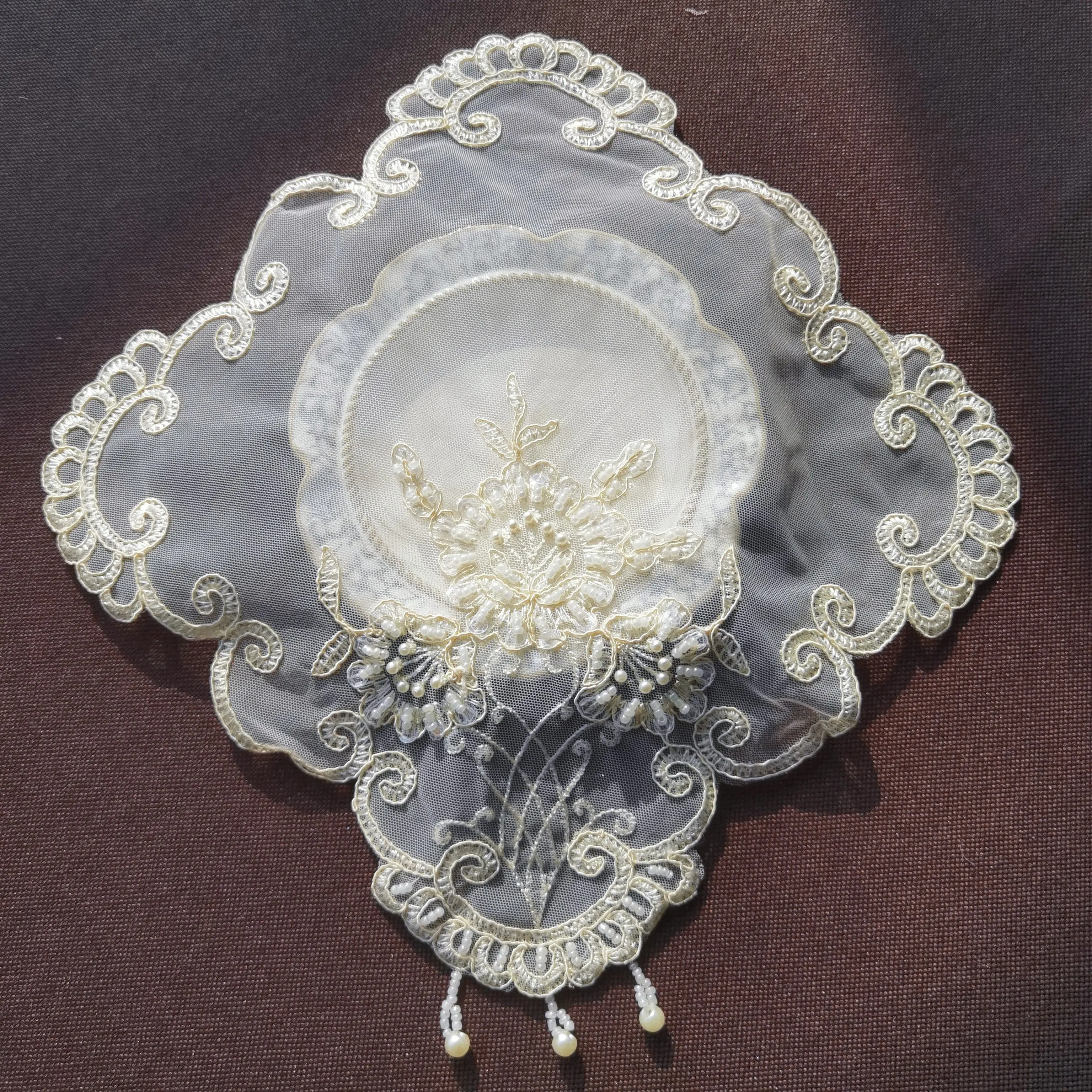 Candle Holder Pad Luxury Embroidered Placemats  Fruit Plate Mat Dust-Proof Coaster Beaded Plate Mat Wedding Table Decoration