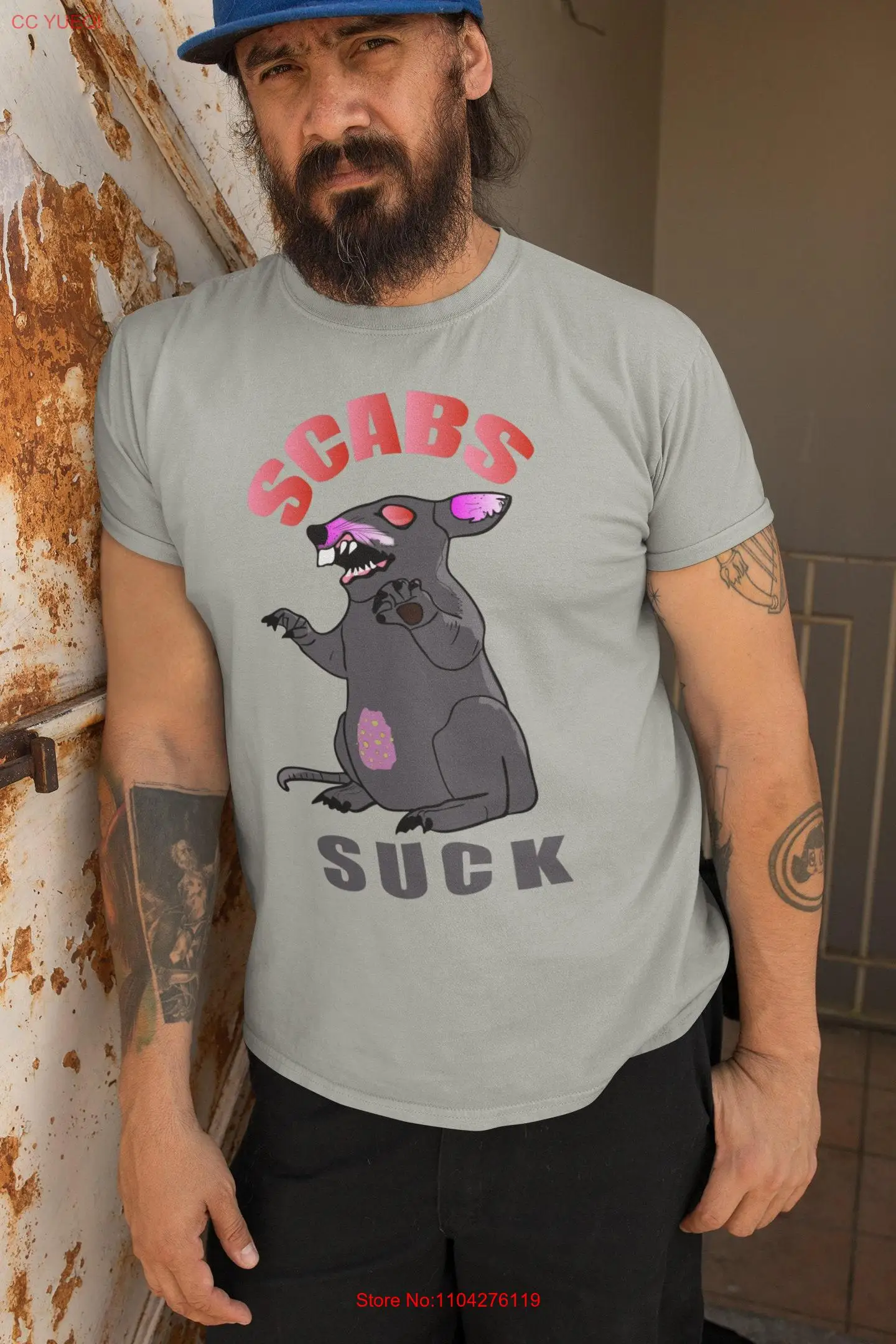 

Футболка Union Strong Scabby the Rat с длинными или короткими рукавами Bold Picket line stance SCABS SUCK