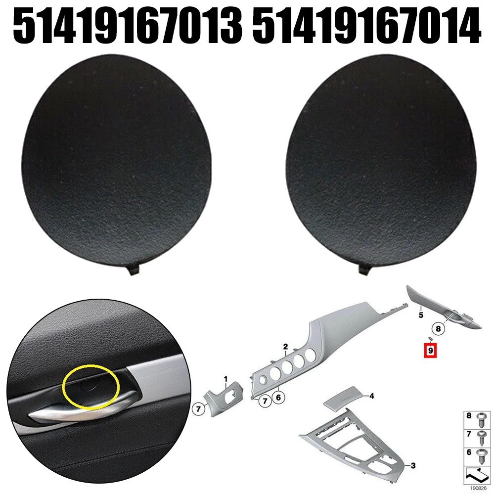 Black Abs Hot Sale New Pair Inner Door Handle Screw Cover Cap For BMW For Z4 E89 2009-2015  51419167013, 51419167014