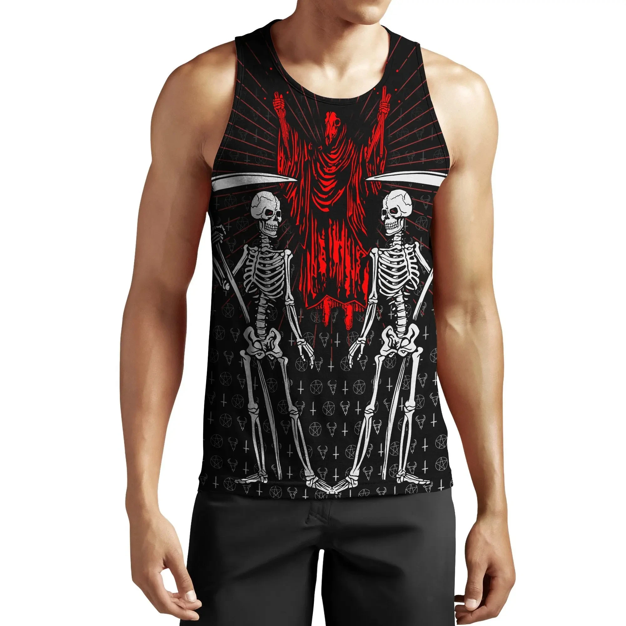 Summer Hot Reaper Devil Satan Tank Tops 3D Animal Print Men/Women Casual Loose Sleeveless Top Oversized Unisex Vest Man Clothing