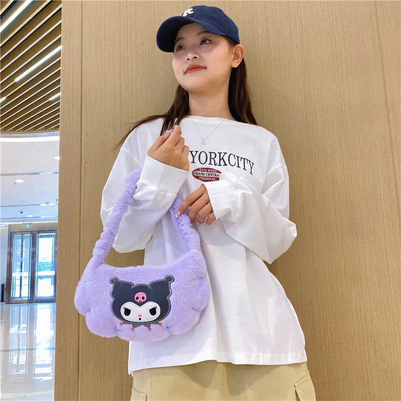 

MINISO Kawaii Anime New Girl Heart Slant Cross Handbag Cute Girl Cartoon Portable Storage Bag Shoulder Bag Fashion Winter Bag