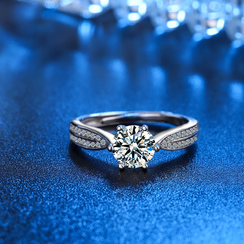 

New 1ct Moissanite Ring 925 Sterling Silver Top Quality for Women Wedding Jewelry Engagement Charm Party Fashion Ring