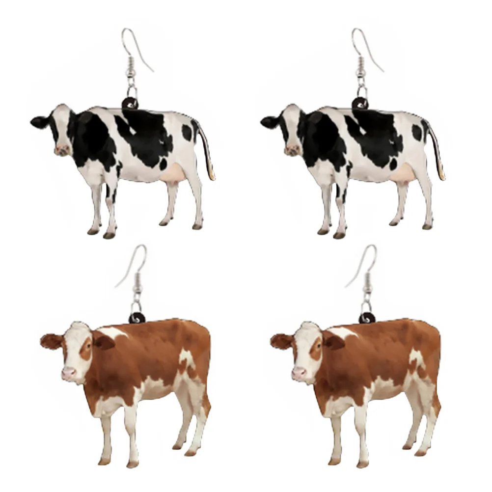 2Pairs البقرة الأقراط العصرية الاكريليك انخفاض الأقراط للنساء مجوهرات خفيفة الوزن حفل زفاف وعيد ميلاد الأذن المجوهرات