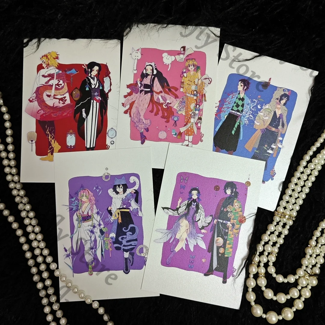Kolekcja kart pocztowych Demon Slayer Anime Kamado Kanroji Mitsuri Tomioka Giyuu Tanjirou Iguro Obanai, ozdoby, prezent na Boże Narodzenie