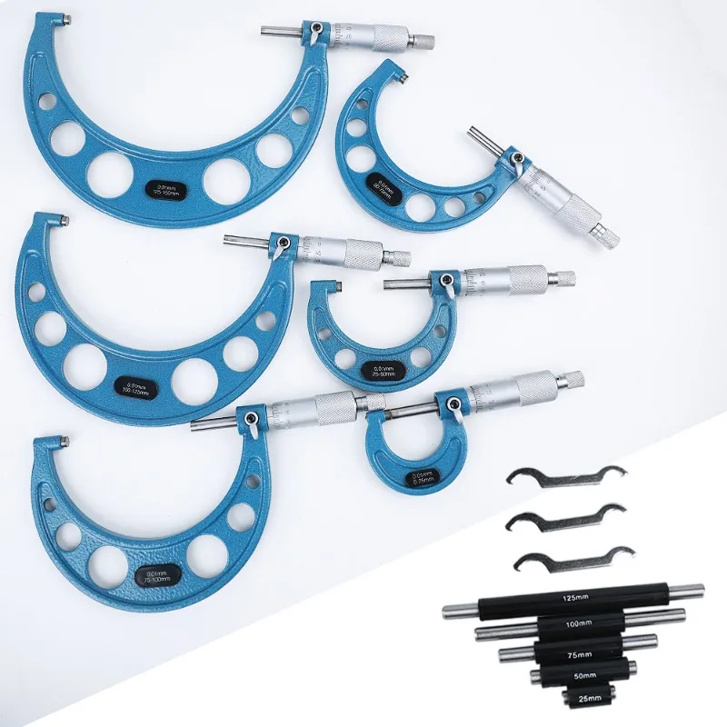 High-precision spiral micrometer six-piece micrometer 0-150mm industrial-grade micrometer measuring tool