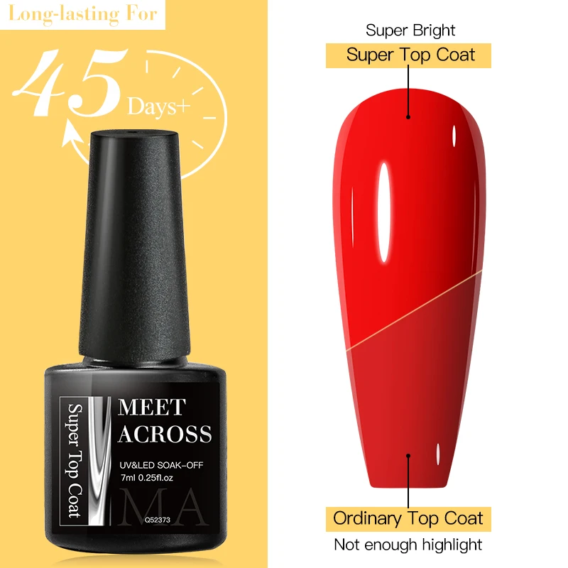 MEET CROSS 7 ml Super Top Coat Gel Nagellack Basisgel Matt Top Coat Semi-Permanent Lack Soak Off Nail Art Funktionsgel