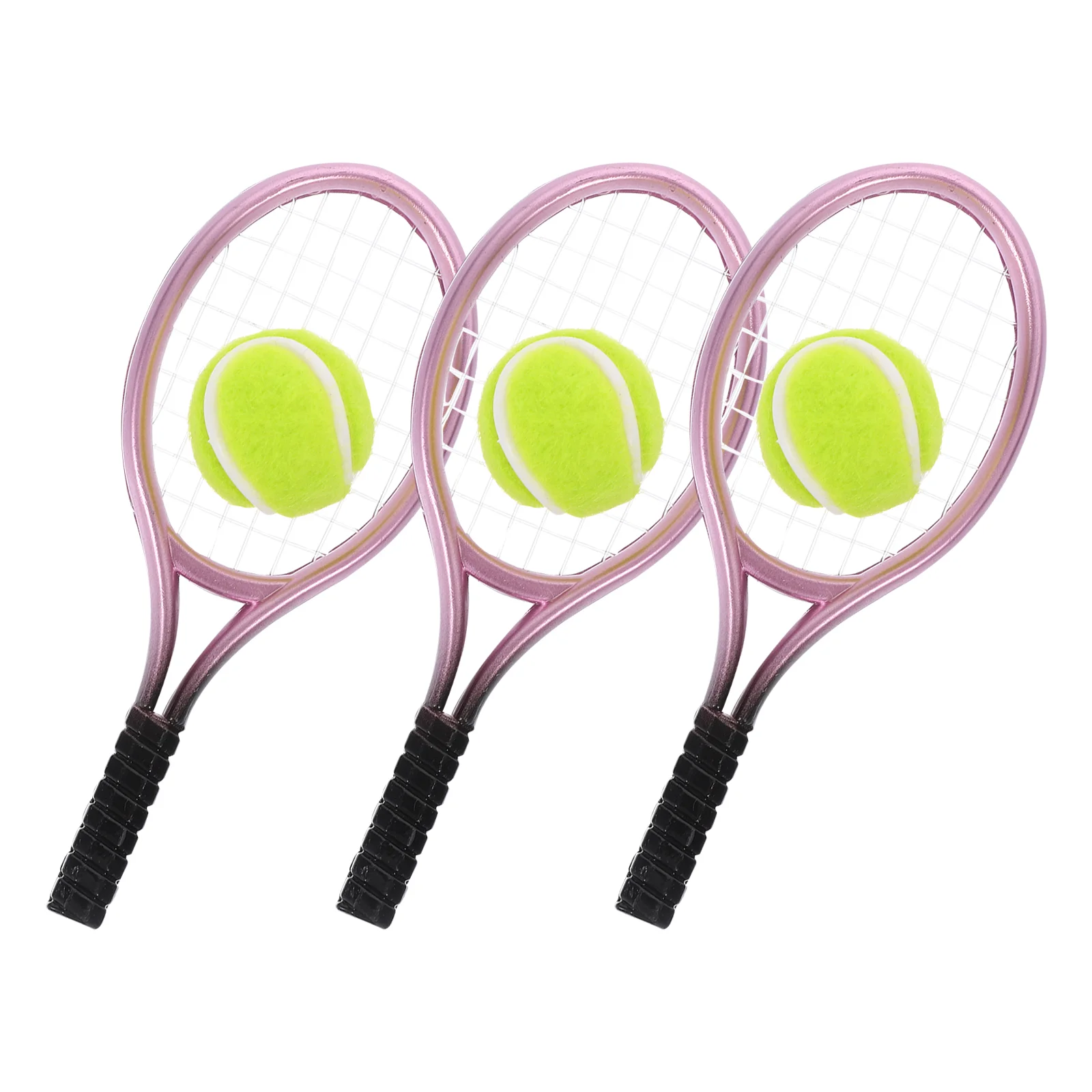 

3 Sets Tennis Racket Miniature Decorative Model Tool Photography Props Minihouse Toys for Toddlers