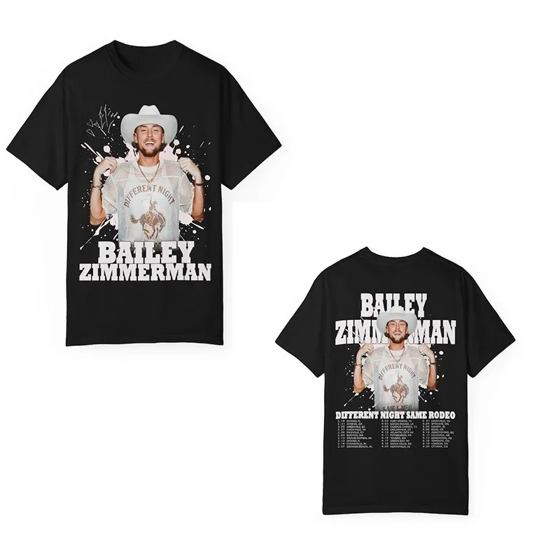Bailey Zimmerman Merch Unisex T-shirt Men Short Sleeve Tops fashion Tee Clothes Causal Y2K Tops