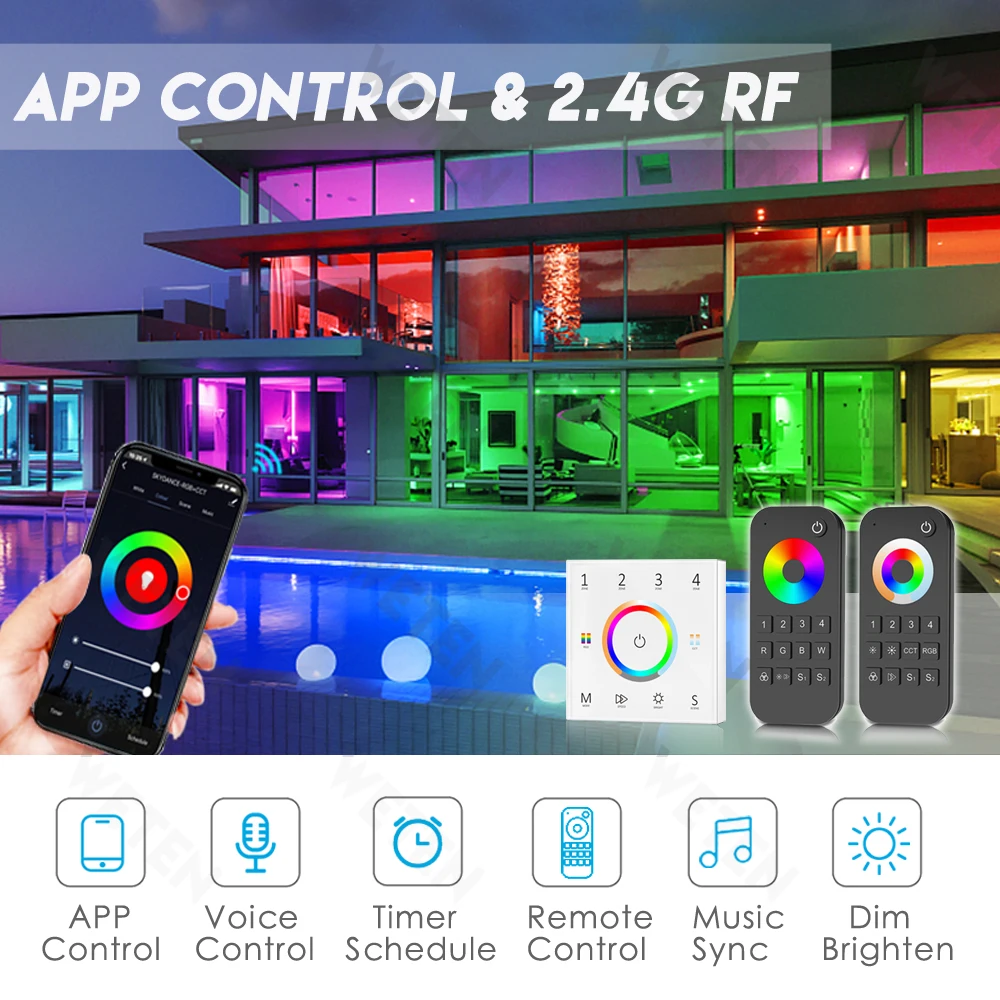 5 in 1 Tuya Zigbee Wifi LED Controller for RGBCCT RGBW RGB CCT LED Strips DC 12V 24V, Smart Life App, Support Alexa Google Home