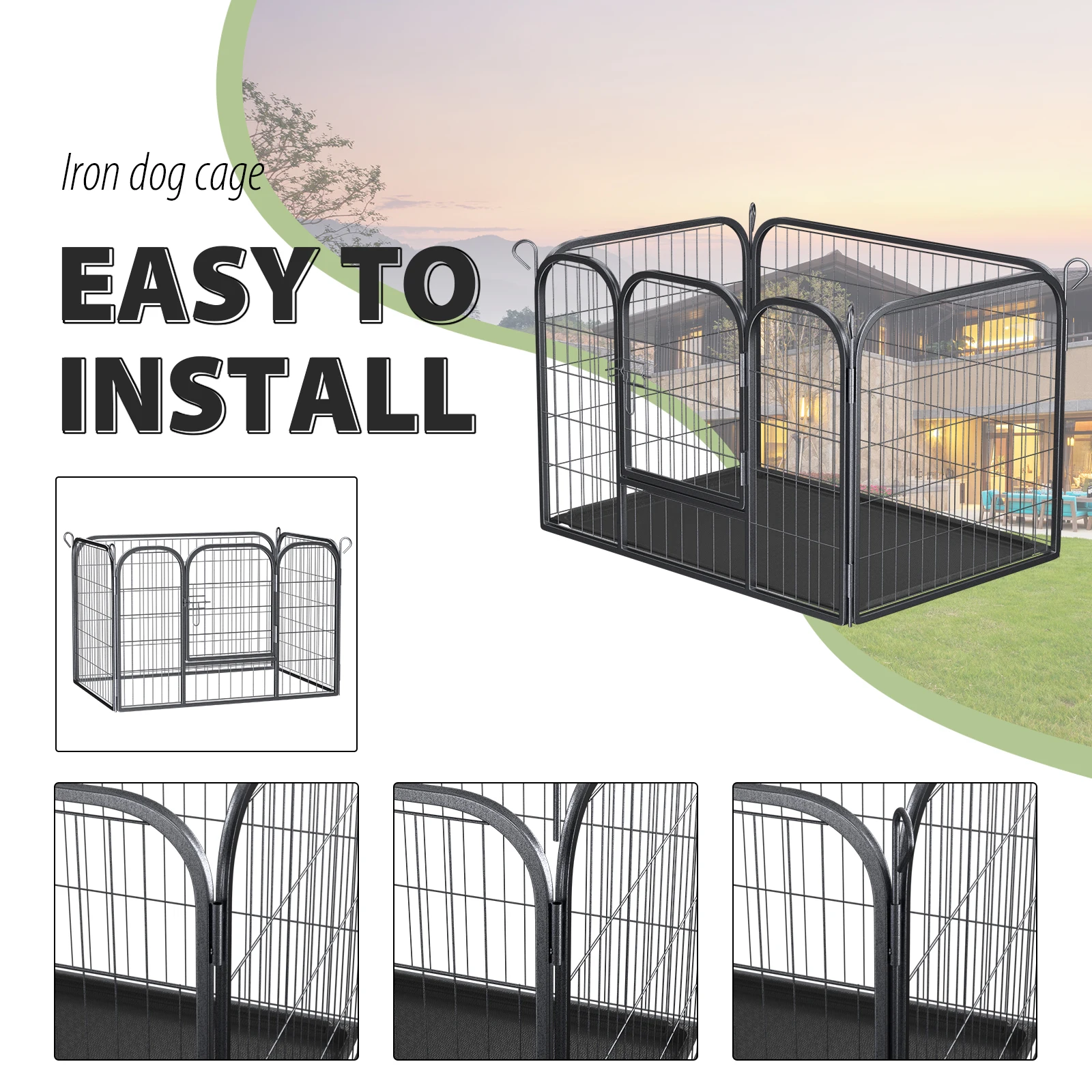 روضة الجرو الثقيلة مع صينية المحمولة انفصال الحيوانات الأليفة تشغيل المرفقات الجراء قفص قفص الكلب التدريب روضة للكلاب