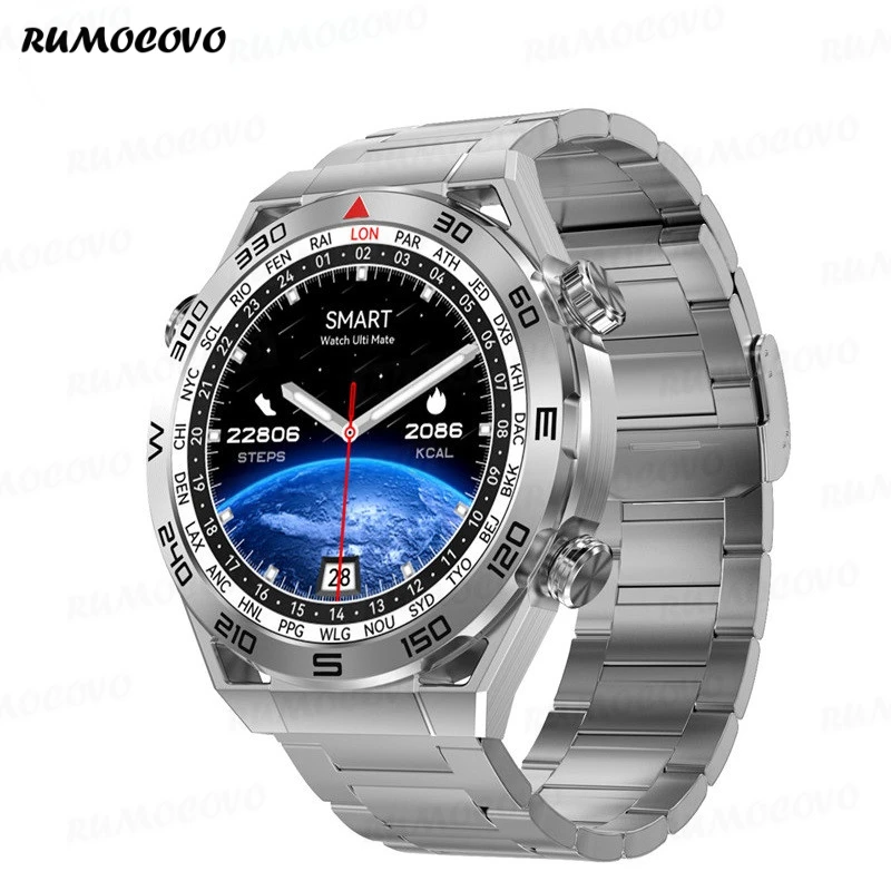 RUMOCOVO® DT Ultra Mate Smart Watch Men 1.5inch HD Screen Compass Bluetooth Call Health Monitoring Stainless Steel Smartwatch